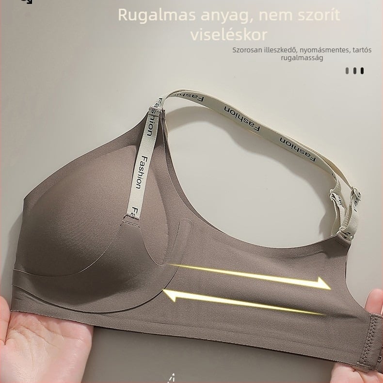 3/4-es kosaras drót nélküli melltartó, puha támasztással és fix vállpántokkal, vékony formázott kosár, anyag nylon, bélés spandex 50-70%