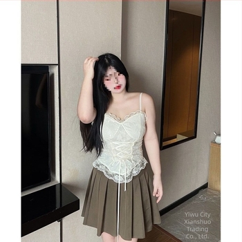 Csipkés halszálka mintázatú camisole, ultra vékony vállpántokkal, 3D mintázat, A-vonalú derekát szorító dizájn