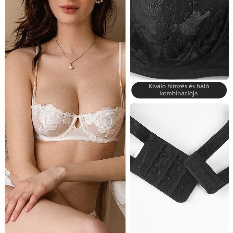 Melltartó készlet, pamut anyagból, 3/4-es kosár, formázott kosár vékony felső résszel és vastag alsó résszel, rögzített dupla vállpántok, hátoldali három sor kapocs