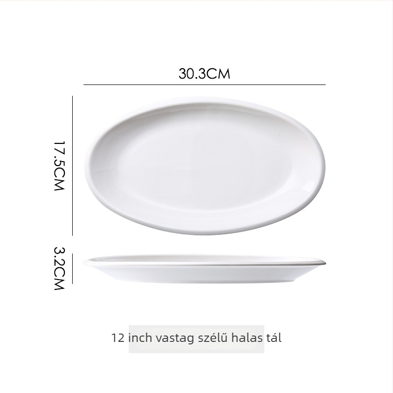 Kerámiából készült halas tál a tálaláshoz, kör alakú formájú, permetezett felülettel, mintázat 69850, mikrohullámú sütő nem használható