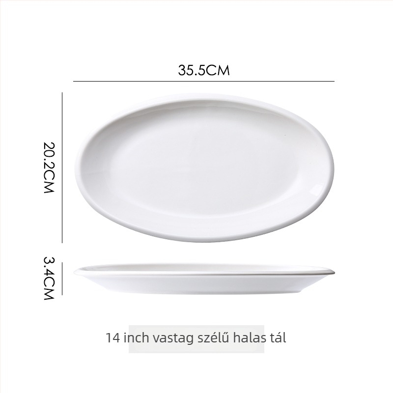 Kerámiából készült halas tál a tálaláshoz, kör alakú formájú, permetezett felülettel, mintázat 69850, mikrohullámú sütő nem használható