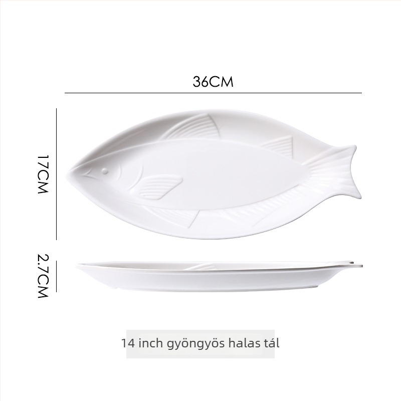 Kerámiából készült halas tál a tálaláshoz, kör alakú formájú, permetezett felülettel, mintázat 69850, mikrohullámú sütő nem használható