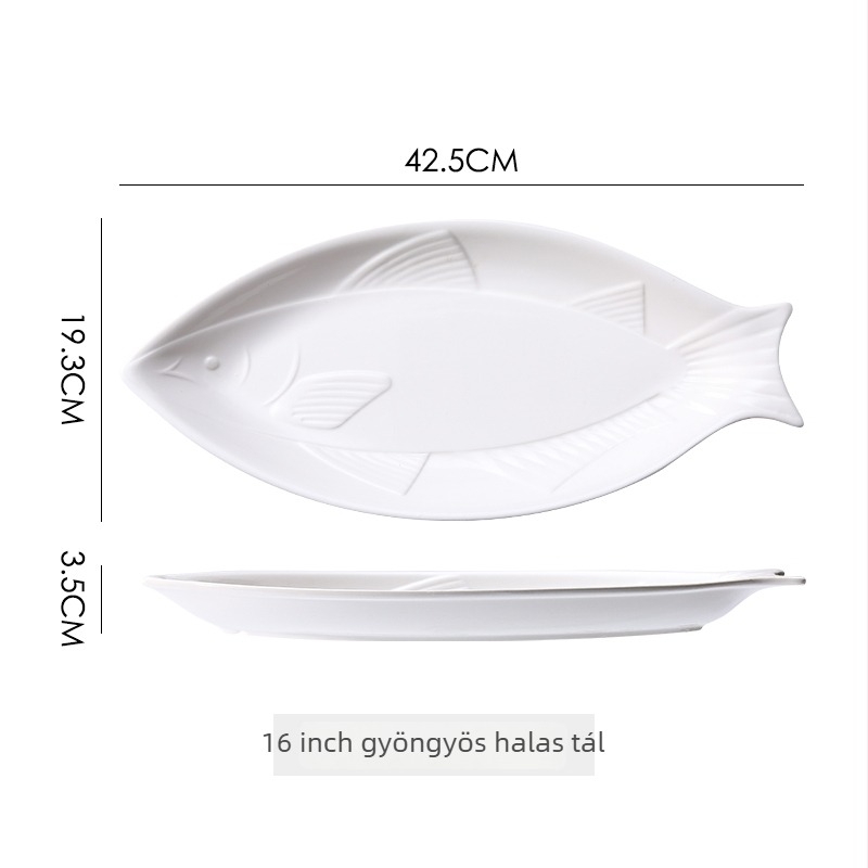 Kerámiából készült halas tál a tálaláshoz, kör alakú formájú, permetezett felülettel, mintázat 69850, mikrohullámú sütő nem használható