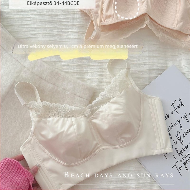 Nylon melltartó csipke-szatin anyagból, ultratiszta formázott kosár, teljes kosár, hátul három soros kapocs, rögzített dupla vállpánt