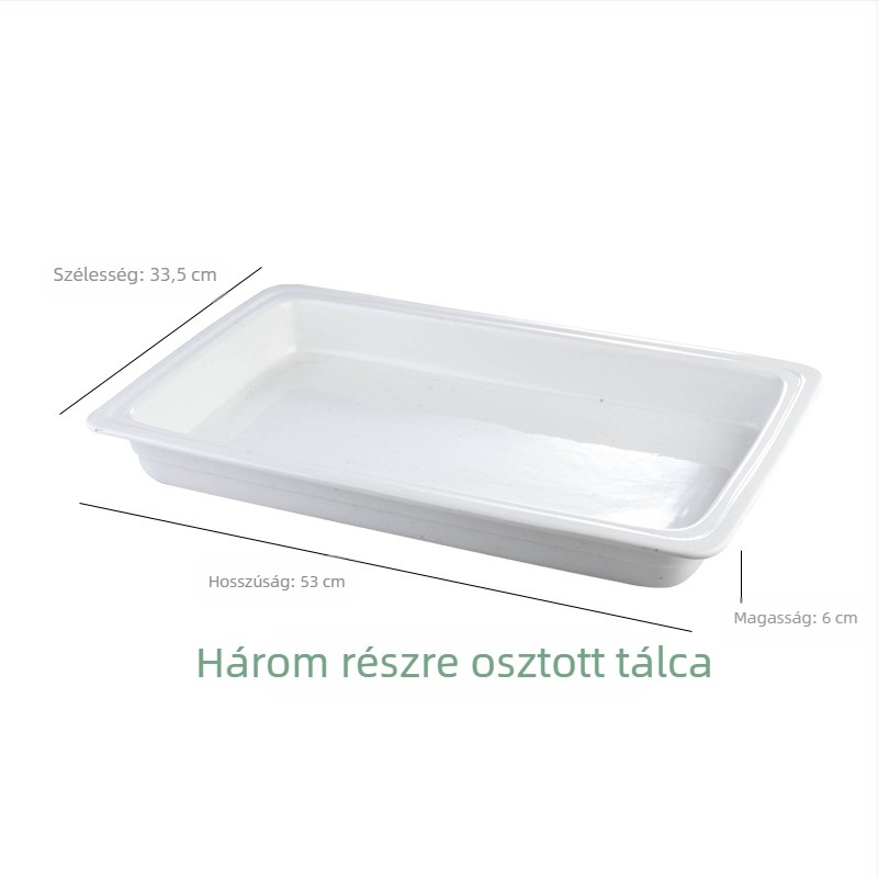 BAO TAI porcelán büfé-sütőliner tál, téglalap alakú, mikrohullámú sütőben használható, fehér máz felülettel.