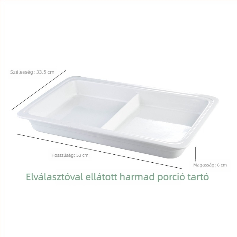 BAO TAI porcelán büfé-sütőliner tál, téglalap alakú, mikrohullámú sütőben használható, fehér máz felülettel.