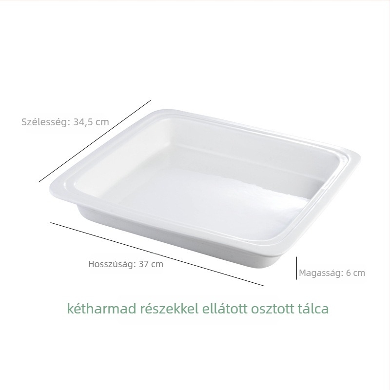 BAO TAI porcelán büfé-sütőliner tál, téglalap alakú, mikrohullámú sütőben használható, fehér máz felülettel.
