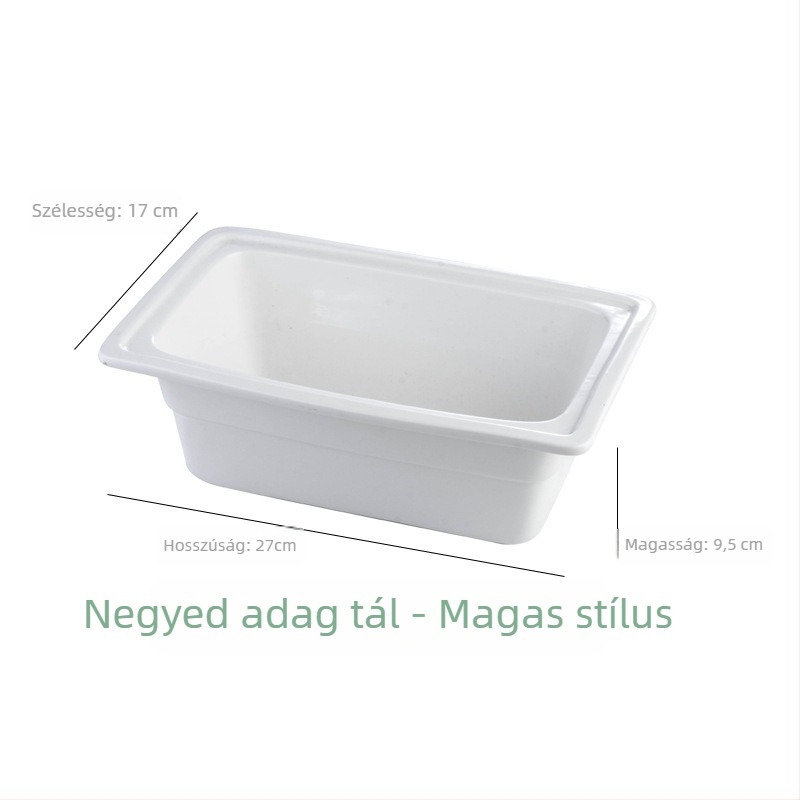 BAO TAI porcelán büfé-sütőliner tál, téglalap alakú, mikrohullámú sütőben használható, fehér máz felülettel.