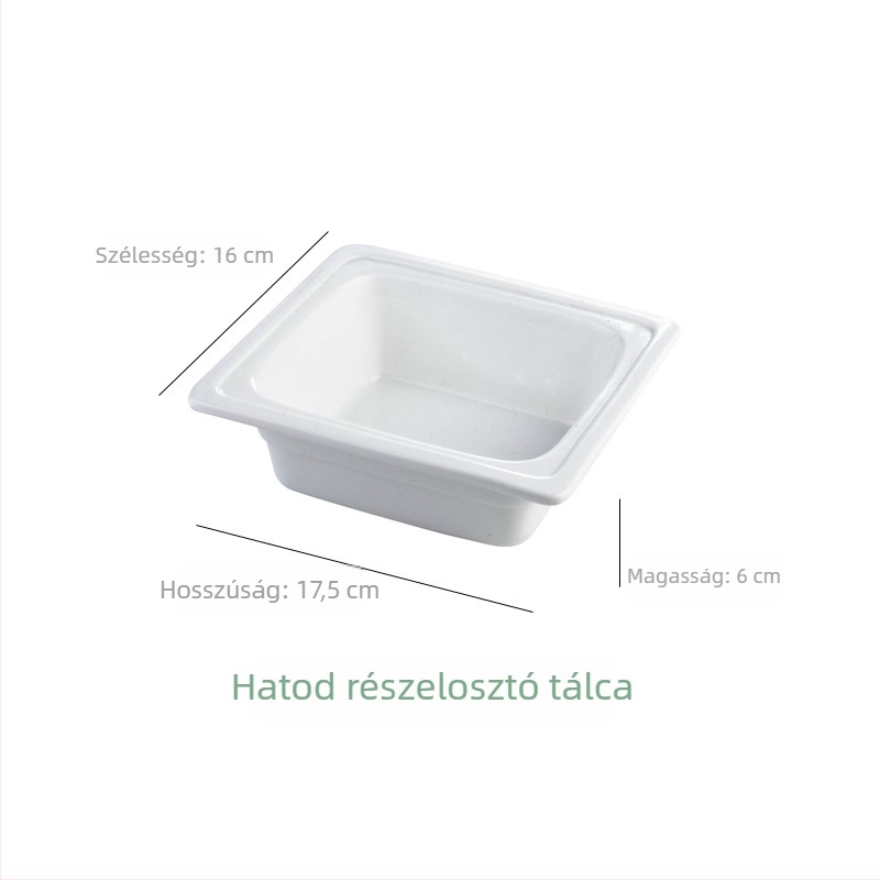 BAO TAI porcelán büfé-sütőliner tál, téglalap alakú, mikrohullámú sütőben használható, fehér máz felülettel.