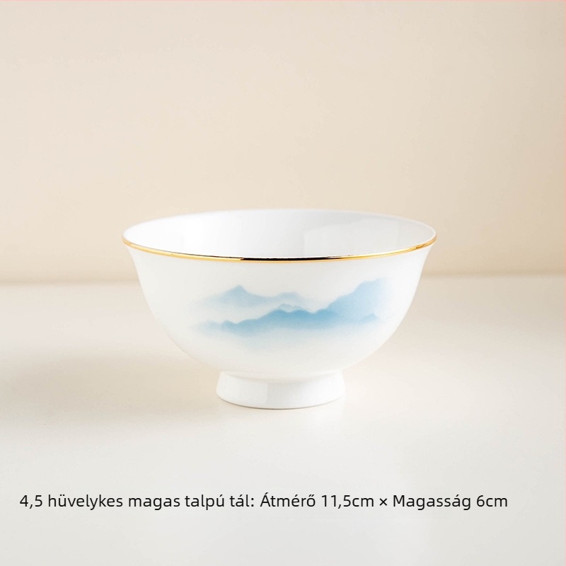 Csont porcelán étkészlet – tálak és tányérok, virágos mintázat, modern minimál stílus, kerek forma