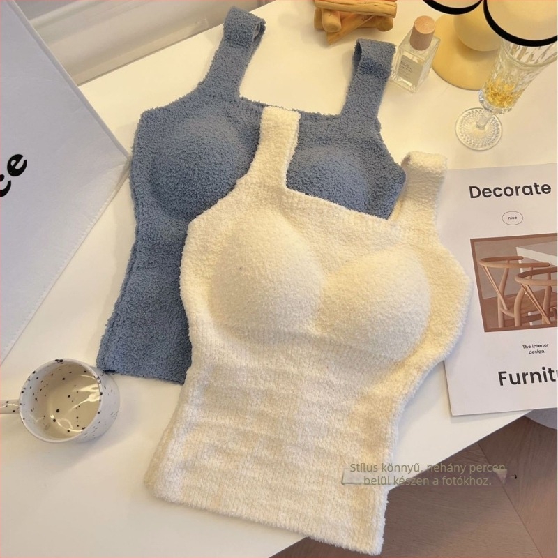 Meleg gyapjúból készült mellény mellkas párnával, két rétegű, pulóver-stílusú, hajónyakú kivitel