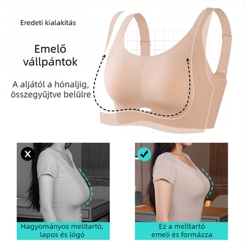 Varrásmentes női melltartó, gyengéd tartással és emeléssel, rögzített kosárkákkal, kis mellemhez