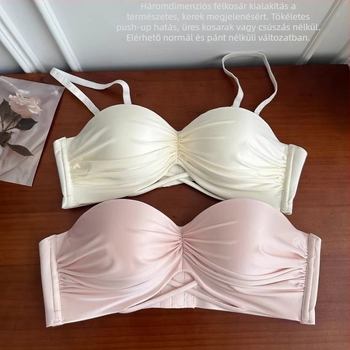 Varrás nélküli demi kosaras melltartó nylon szaténból, levehető dupla vállpántokkal és hátul három sor kapoccsal