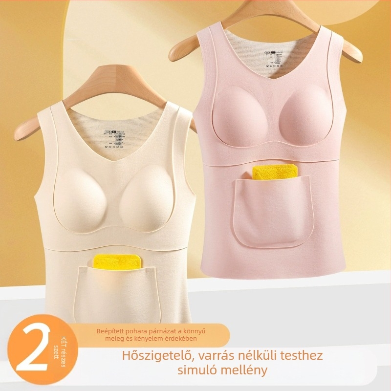 Lányok számára melegítő mellény, két rétegű akril anyag, mellbetéttel, velúr bélés, kapucnival, 13–18 éveseknek