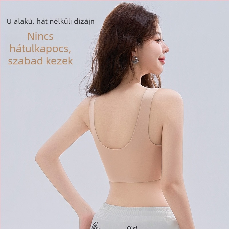 Mellény-stílusú, puha tartású seamless sportmelltartó nőknek, jóga, 3/4 kosár, rögzített vállpántok