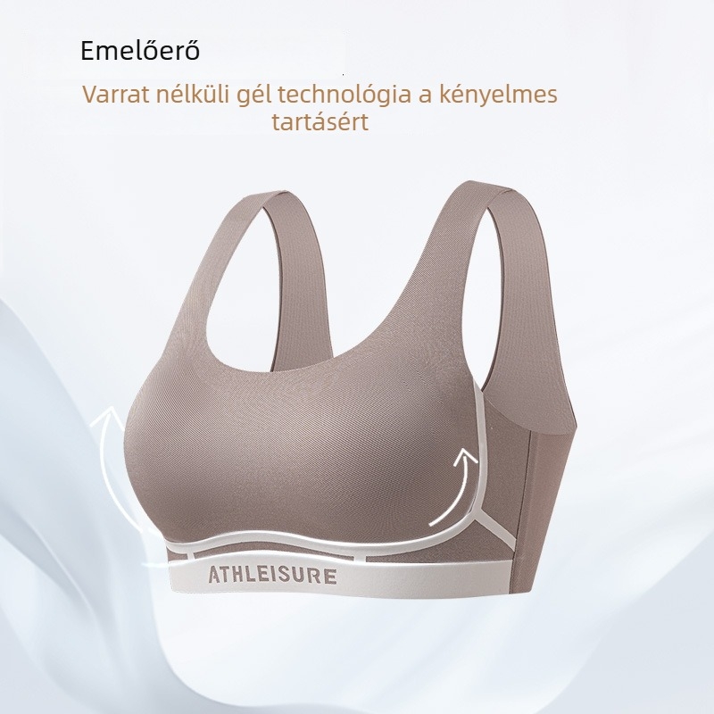 Mellény-stílusú, puha tartású seamless sportmelltartó nőknek, jóga, 3/4 kosár, rögzített vállpántok