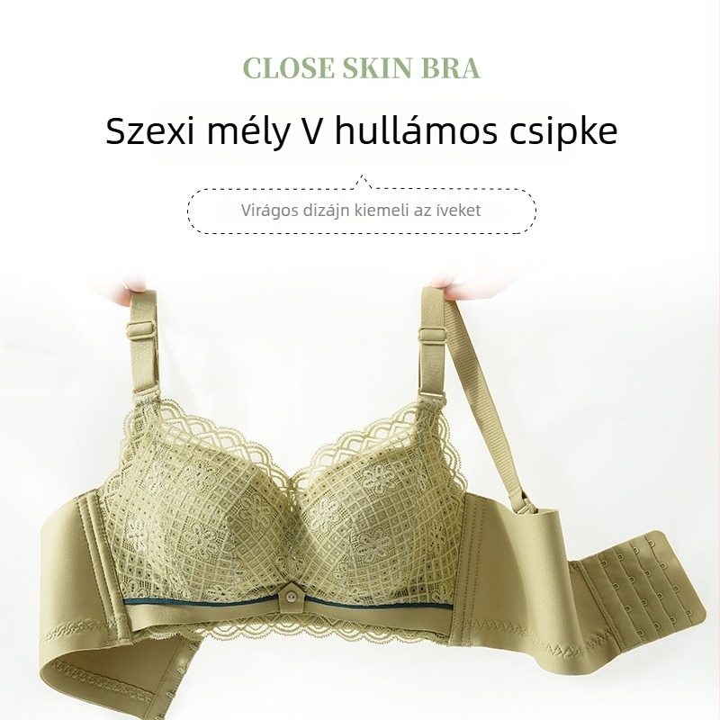 Csipkés, acélgyűrű nélküli melltartó, 3/4 kosár, vastag formázó kosár, levehető dupla vállpántok, kis mellekhez