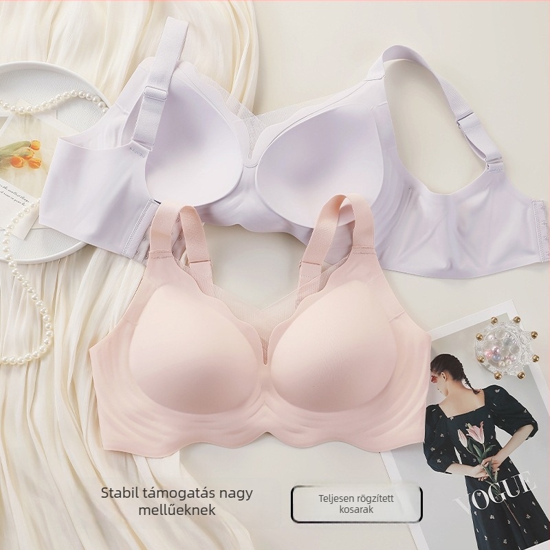 Szet nélküli emlőemelő melltartó rögzített kettős vállpántokkal, Ice Silk anyag, bélés nylon, hátsó négy soros patent