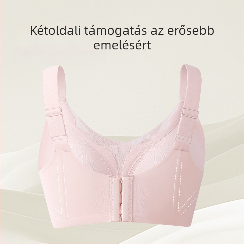 Szet nélküli emlőemelő melltartó rögzített kettős vállpántokkal, Ice Silk anyag, bélés nylon, hátsó négy soros patent