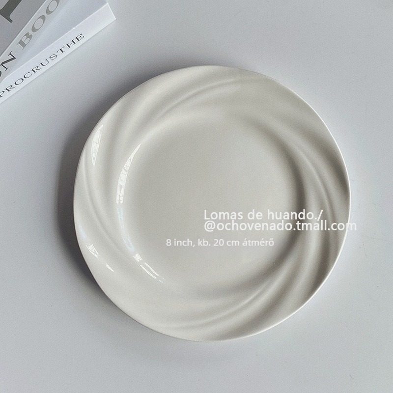 Porcelán vacsora tányér, Nordic stílus, kerek, mázas felület