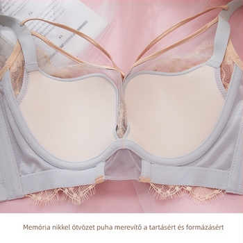 Női csipkés melltartó készlet, széles alsóöv a melltartó alatt, kényelmes, varrás nélküli, vizuálisan kisebbnek mutatja a kebleket, vékony fazon