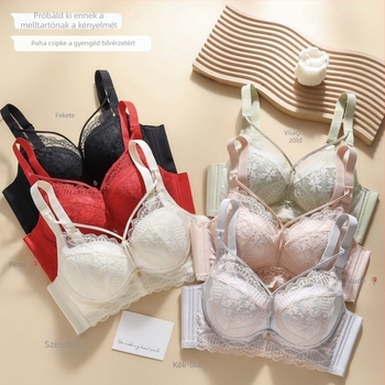 Francia csipkés állítható push-up melltartó, oldalsó támasz kis mellnek – nylon anyag, pamut bélés, lélegző, kényelmes