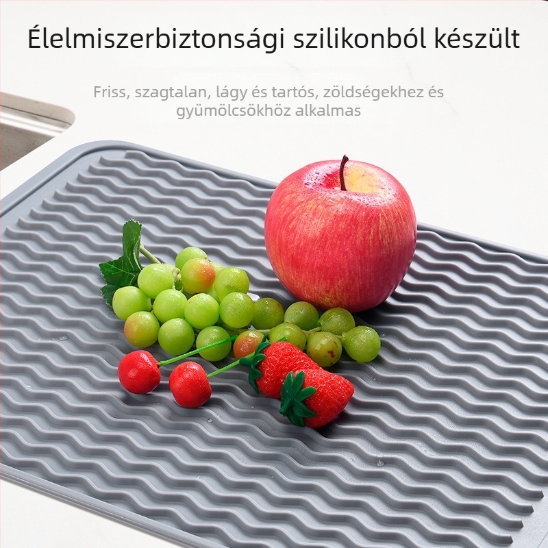 Szilikon mosogató alátét hullám mintázattal, többfunkciós; formák: négyzetes, kör vagy szabálytalan