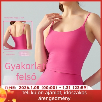 Női jóga sporttop mellpárnával, lélegző, karcsú fazon, 80% nylon, 20% spandex