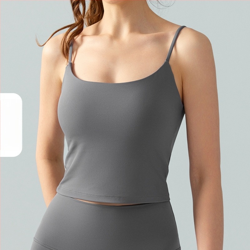 Női jóga sporttop mellpárnával, lélegző, karcsú fazon, 80% nylon, 20% spandex