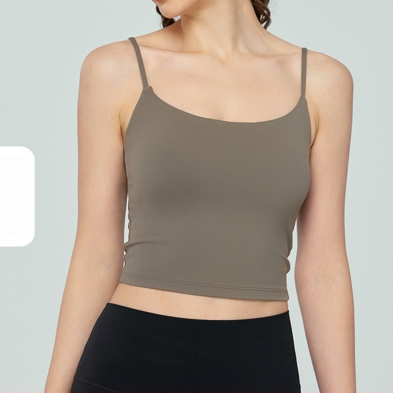 Női jóga sporttop mellpárnával, lélegző, karcsú fazon, 80% nylon, 20% spandex