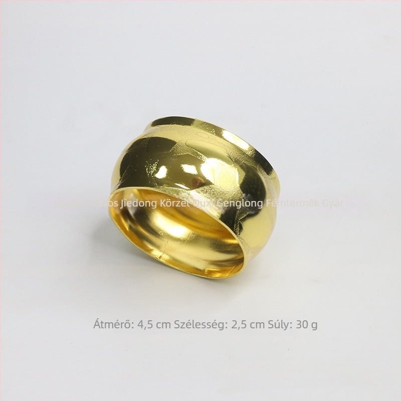 Szalvétagyűrű, virágos dupla vonal, csipkés dísz, réz alapanyag, elektroplatált felület, nyugati stílus