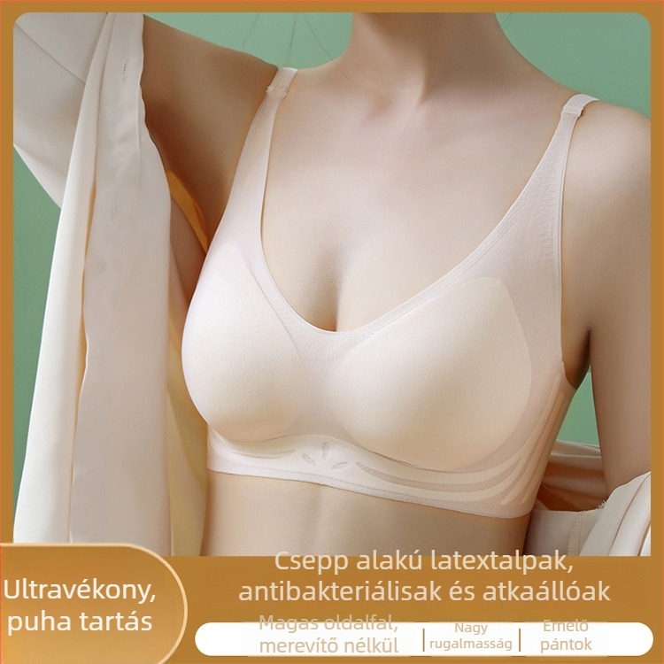 C3 Hűsítő, ultra vékony latex melltartó lágy támasztással, merevítő nélkül, állítható, nyom nélkül, csúszásmentes, 3/4 kosár