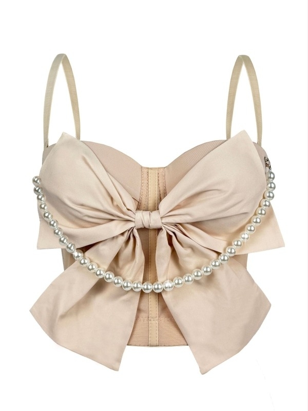 Bowknot mintázatú cami, sling-stílus, slim fit, nyugati stílus, poliészter anyag