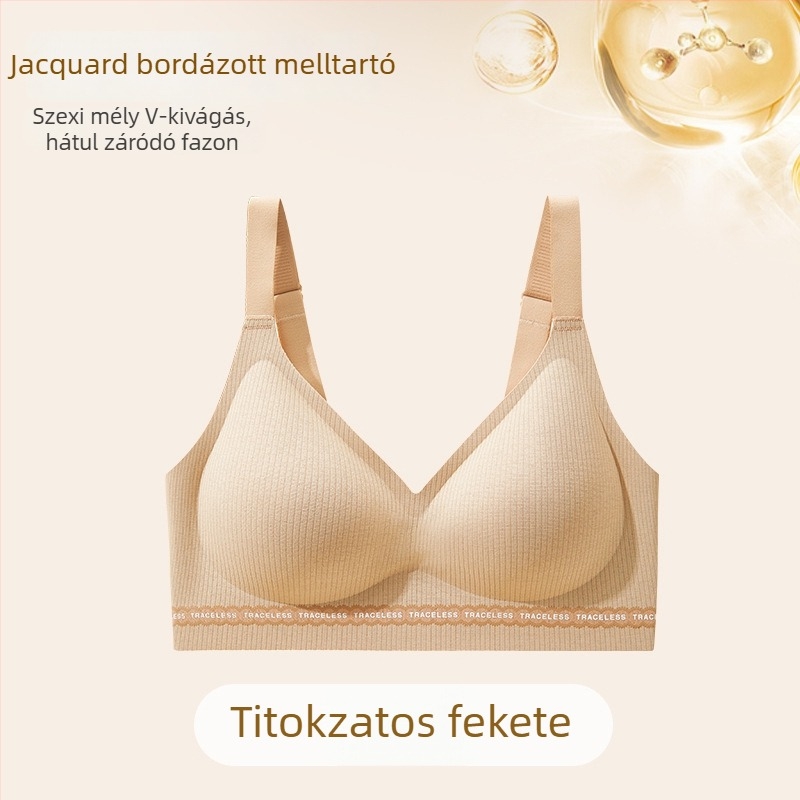 Női varrás nélküli melltartó, lágy támasztással, lift‑ és összegyűjtő hatással, jacquard textúra, láthatatlan ruházat alatt