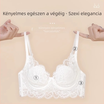 Francia stílusú női fehérnemű szett, nyári vékony csipkés melltartó nyúlfül formájú kosarakkal, push-up a nagy mellek optikailag kisebbnek tűnnek