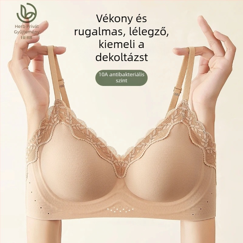 Kényelmes varrás nélküli csipkés melltartó nőknek kis mellem, cami-stílusú push-up, vékony pántok, légies nyári viselet