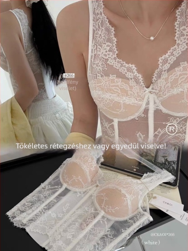 Csipkés halcsontos bustier-korzett derékfűző cipzárral, nylon anyag, egész szezonban viselhető, kényelmes tartás