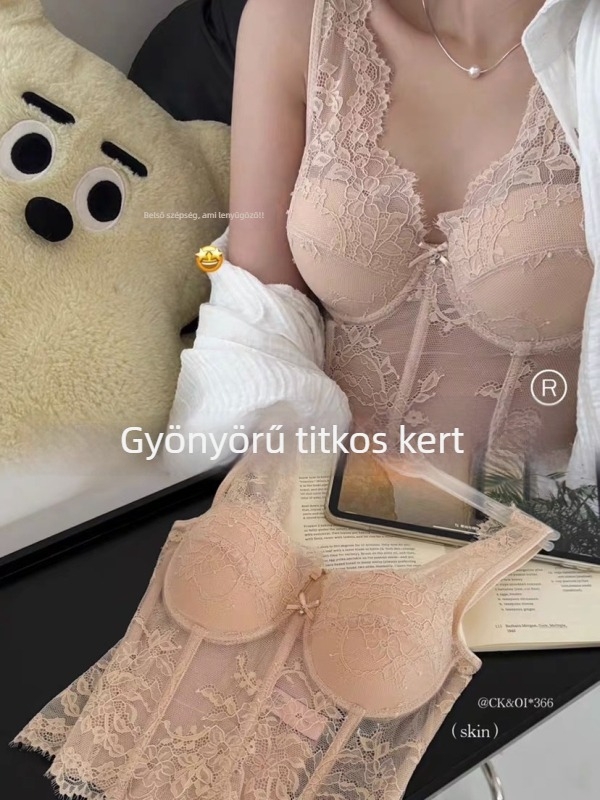 Csipkés halcsontos bustier-korzett derékfűző cipzárral, nylon anyag, egész szezonban viselhető, kényelmes tartás