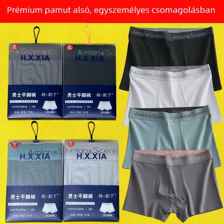 Férfi pamut boxer alsó, egyszínű, dobozban csomagolva, 95–100% pamut