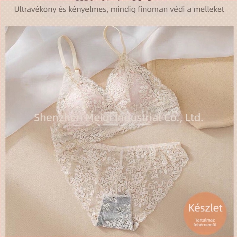 Francia stílusú csipkés melltartó, vékony fazon, vezeték nélküli, lélegző, kényelmes, kismellű nők számára