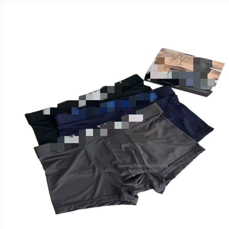 Férfi Ice Silk boxer briefs, 3 darab, lélegző, kötött, fő anyag: nylon, modal belső rész