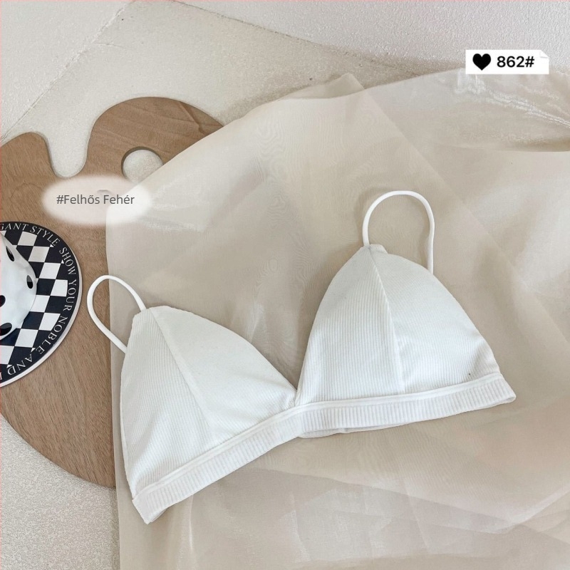 Pánt nélküli melltartó háromszög kosarakkal, 3/4 kosár, vékony előformázott kosár, lélegző Milk Silk anyag, 80–90% poliészter