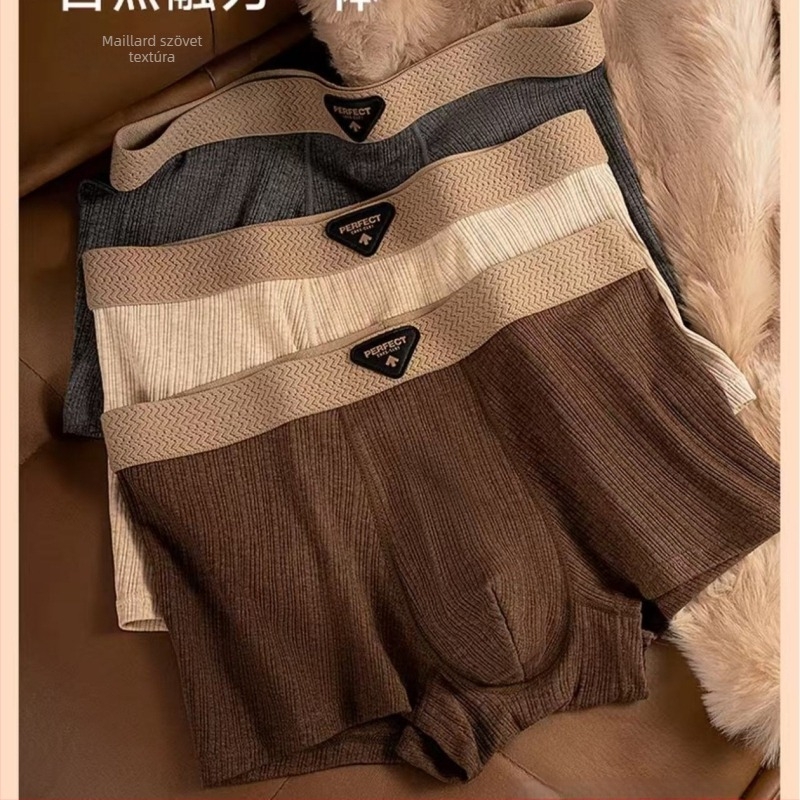 Férfi 100% pamutból készült alsónadrág, lélegző és kényelmes, sportos boxer brief, egyszínű, minden évszakban viselhető