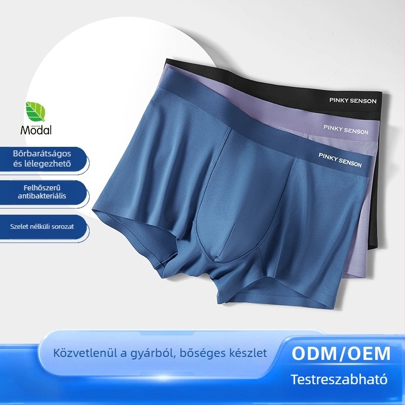 Férfi boxer briefs Modal 50S anyagból, varrás nélküli, lélegző, antibakteriális, középmagas derekú