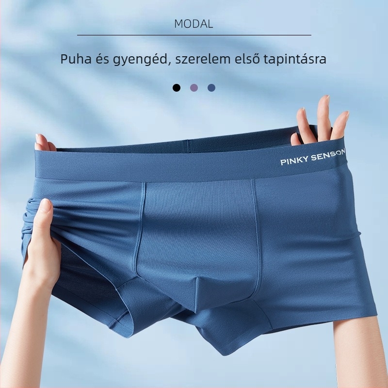 Férfi boxer briefs Modal 50S anyagból, varrás nélküli, lélegző, antibakteriális, középmagas derekú