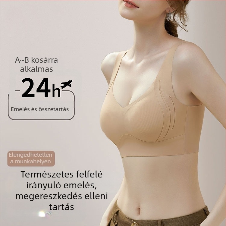Varrás nélküli, fényes sportmelltartó-vest fix kosarakkal, kis méretű mellekhez, lágy tartás, emelés és szép hátsó vonal