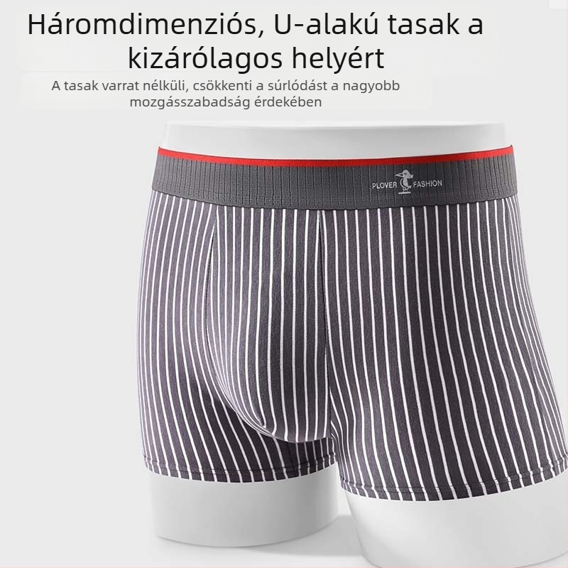 Plover férfi pamut boxeralsó, antibakteriális, csíkos, lélegző, plusz méret
