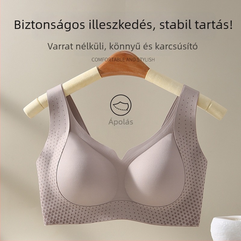 W alakú varrat nélküli melltartó, puha támasz, 3D emelés, anti-nyúlás, széles oldalsó szárnyak és emelő pánt a formázáshoz