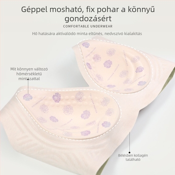 Vezeték nélküli, teljes kosaras melltartó, puha támasz, dupla vállpánt, oldalsó mellek összegyűjtése, formázott kosár vékony felső és vastag alsó rész, lélegző nylon