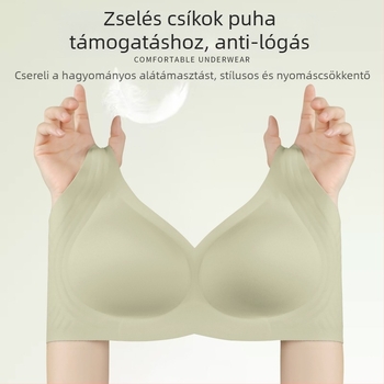 Vezeték nélküli, teljes kosaras melltartó, puha támasz, dupla vállpánt, oldalsó mellek összegyűjtése, formázott kosár vékony felső és vastag alsó rész, lélegző nylon